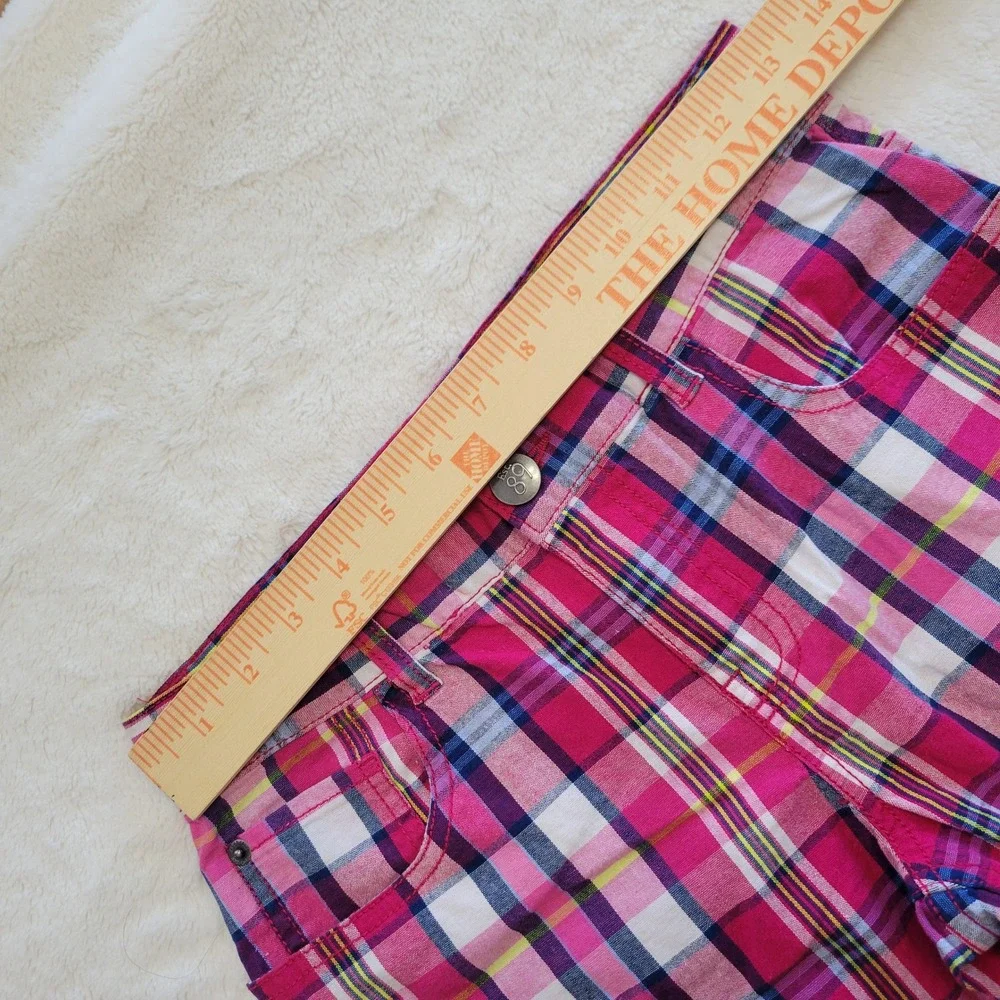 The Childrens Place Plaid Shorts Kids Size 14 Pink Wild Fuchsia Heart Pockets